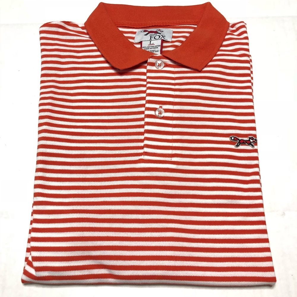 NWT Mens Retro Fox Vtg polo golf shirt button Sz L